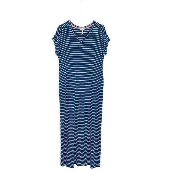 Matilda Jane Women’s Blue & White Stripe Set Sail Maxi Dress Shirt Dress Small - Picture 2 of 9